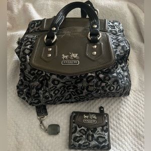 RARE Coach Smoke Leopard/Ocelot Handbag and matching mini wallet
